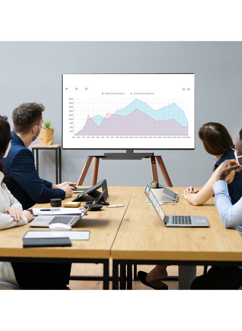 Chulovs Easel TV Stand for 32-75 inch LCD LED Flat, Height Adjustable Tripod TV Floor Stand with Wood Legs - Image 2